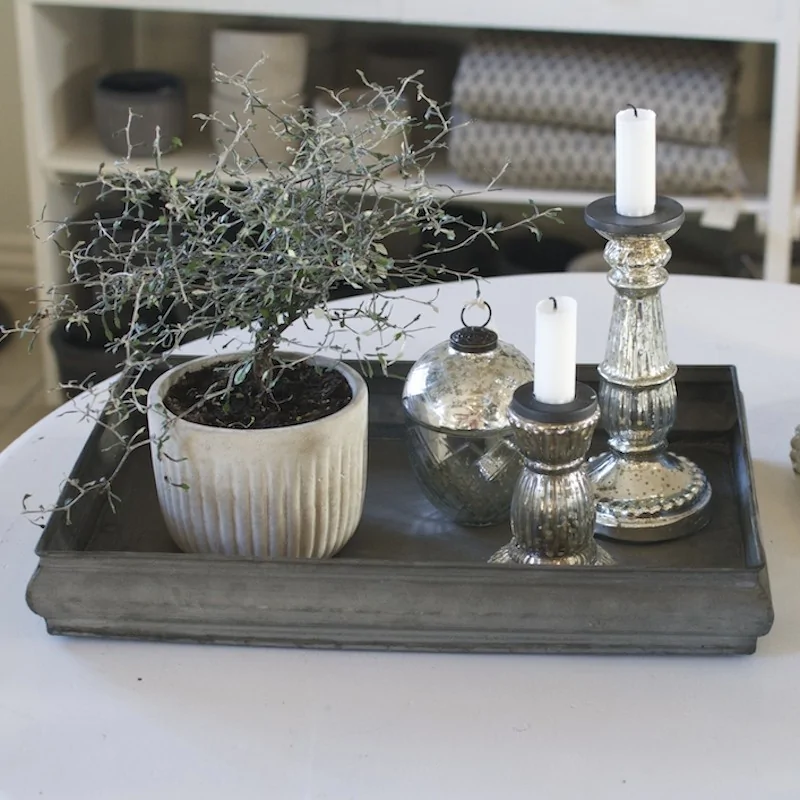 Bakke / pyntebakke i zink look 