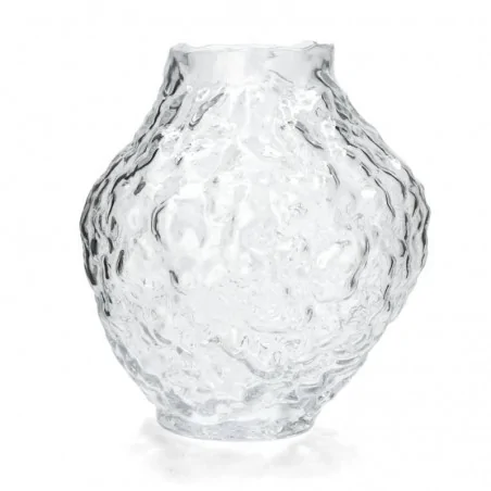 Klar glasvase med organisk bølgende struktur – dekorativ vase til blomster og grene.