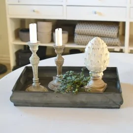 Pyntebakke i antique zink look - Mellem