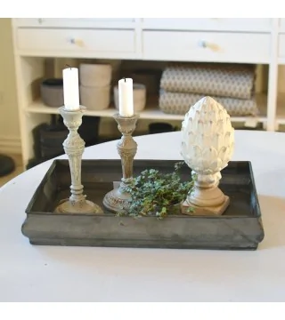 Pyntebakke i antique zink look - Mellem