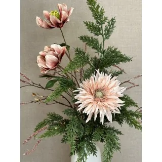 Kunstig gerbera i rosa med gulddetaljer, 63 cm – elegant kunstig blomst til vase og buketter.