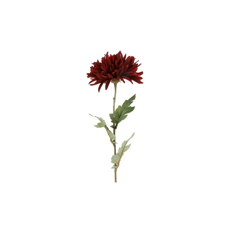 Kunstig chrysanthemum i bordeaux, 68 cm – fyldig kunstig blomst til vase og buketter.