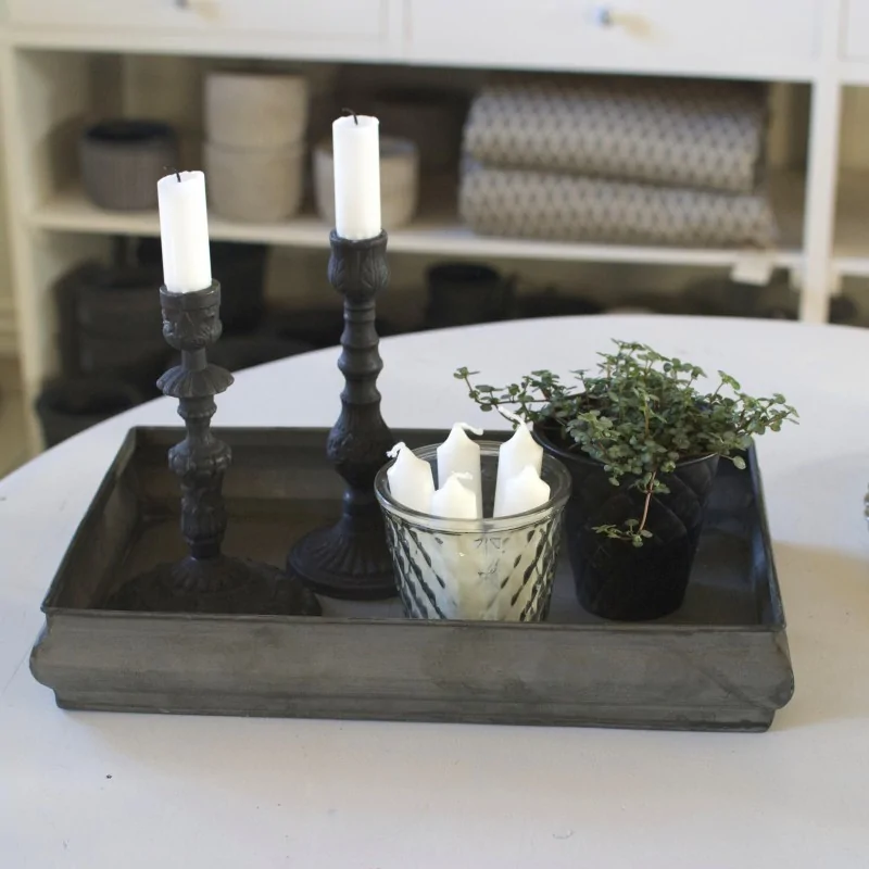 Pyntebakke i antique zink look - Mellem