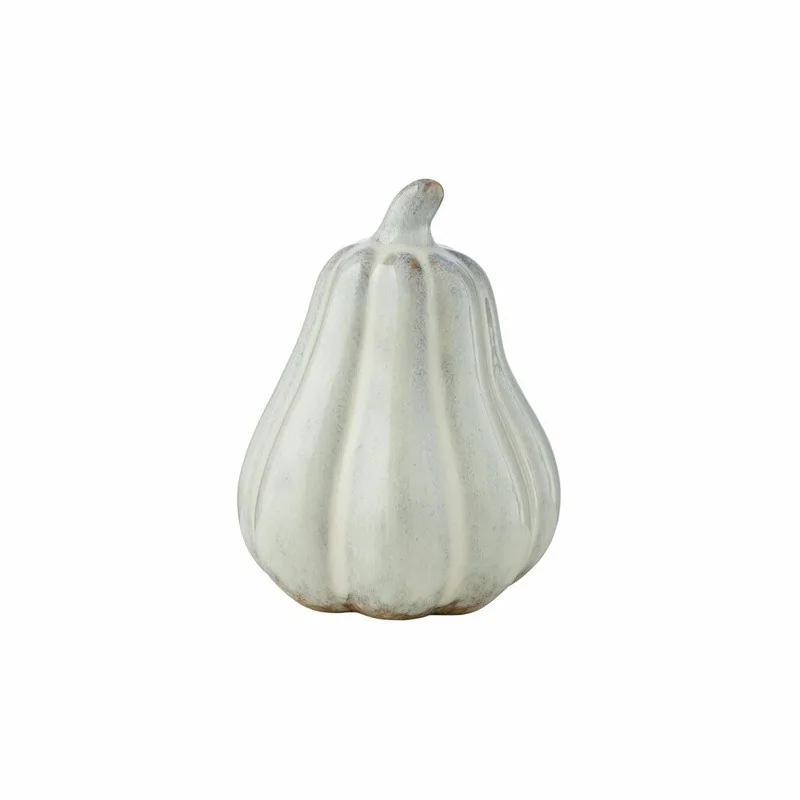 Råhvidt keramikgræskar fra Lene Bjerre – dekorativ efterårspynt i 9,5 x 9,5 x 12,6 cm.