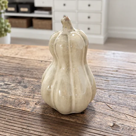 Græskar Keramik 13x8 cm creme
