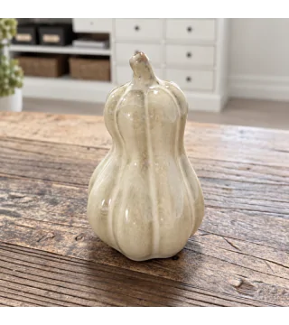 Græskar Keramik 13x8 cm creme