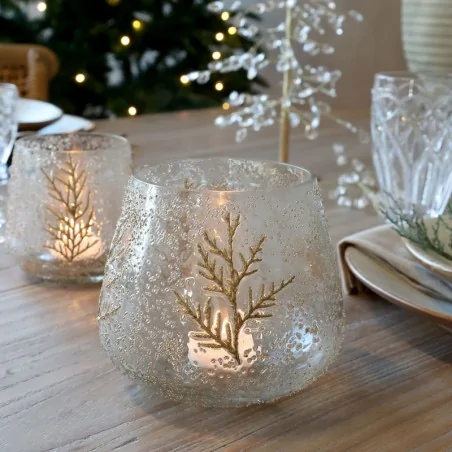 urricane i glas med dekoration af tørrede grene 14 x 13 cm