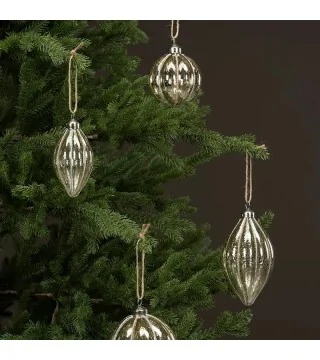 Julekugle i glas – 6 x 11 cm