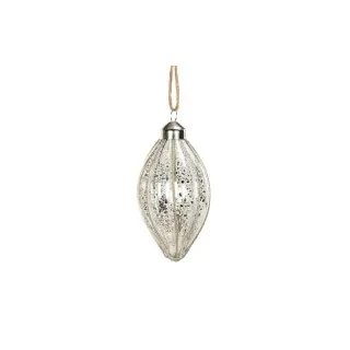 Julekugle aflang i glas – 6 x 11 cm