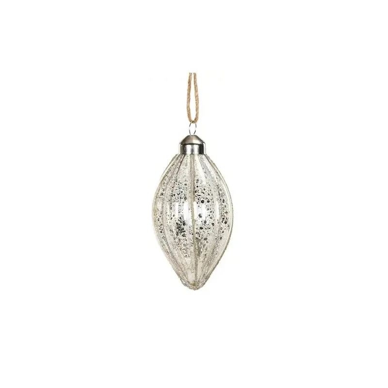 Julekugle aflang i glas – 6 x 11 cm