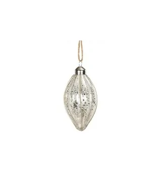 Julekugle aflang i glas – 6 x 11 cm