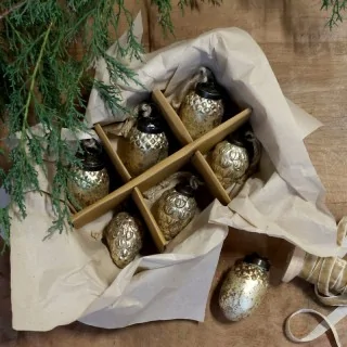 Julekugler i æske sæt af 6 stk. H5,5 champagne