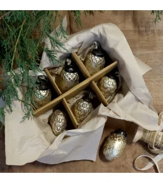 Julekugler i æske sæt af 6 stk. H5,5 champagne