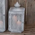 Lanterne med mønster i antique zink - H40cm.