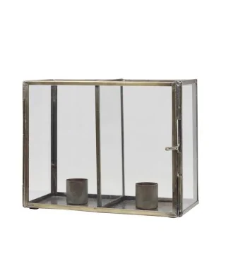 Lysestage i glas og messing look