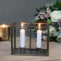 Lysestage i glas og messing look