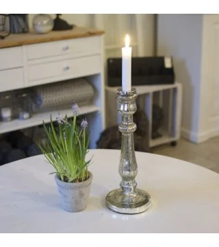 Høj lysestage i sølv look - H32.5