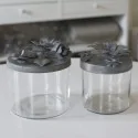 Krukke i glas med låg i zink - H13 x Ø11,5
