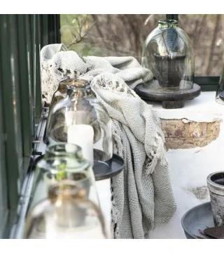 Plaid creme/grøn tea harlekinmønster