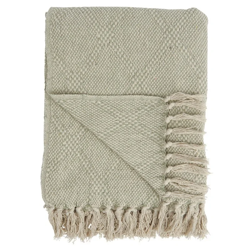 Plaid creme/grøn tea harlekinmønster