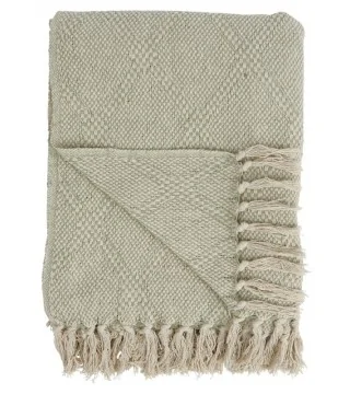 Plaid creme/grøn tea harlekinmønster