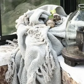 Plaid creme/grøn tea harlekinmønster