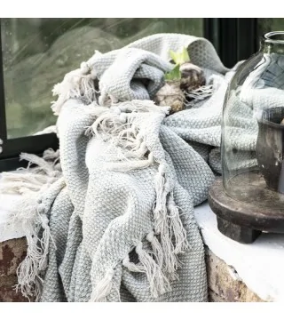 Plaid creme/grøn tea harlekinmønster
