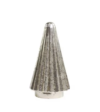 Juletræ i glas / sølv look - H18 cm.