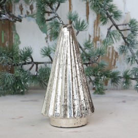 Juletræ i glas / sølv look - H18 cm.