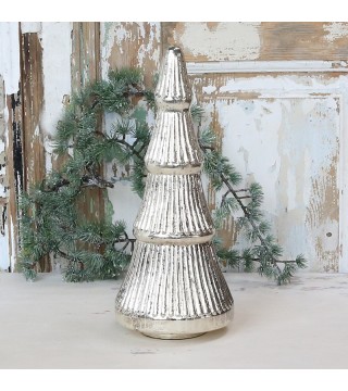 Juletræ i glas / sølv look - H39 cm.